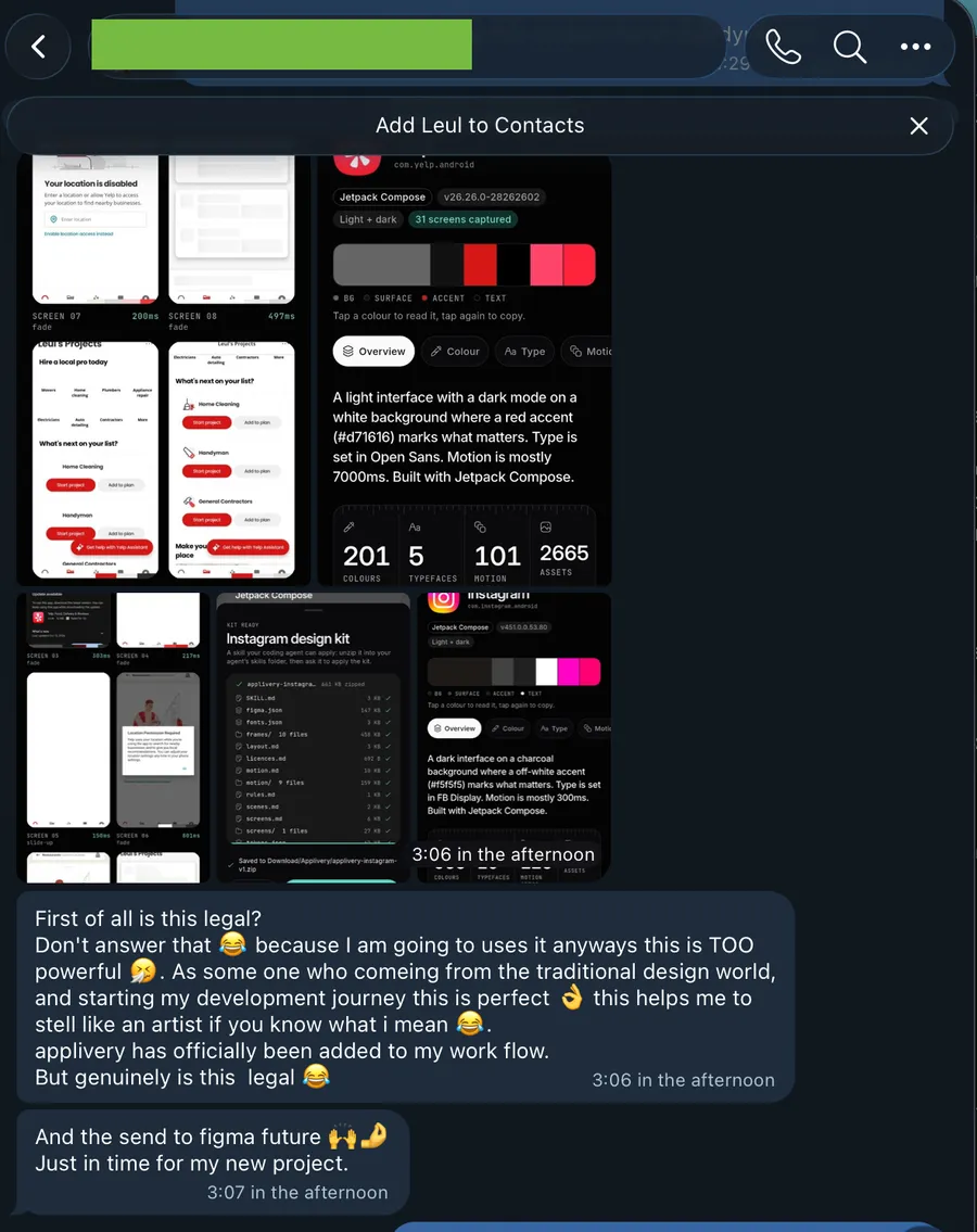 First of all is this legal? Don't answer that because I am going to use it anyways, this is TOO powerful. As someone coming from the traditional design world and starting my development journey, this is perfect. Applivery has officially been added to my work flow. And the send to Figma feature, just in time for my new project.